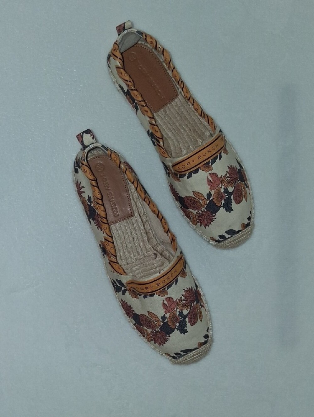 Tory Burch Floral Canvas Espadrilles in Cream, Rust and Brown - Picture 4 of 7